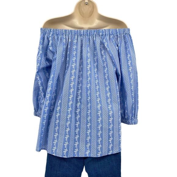 Gianni bini embroidered off the Shoulder Top Blue Size S - Picture 3 of 7